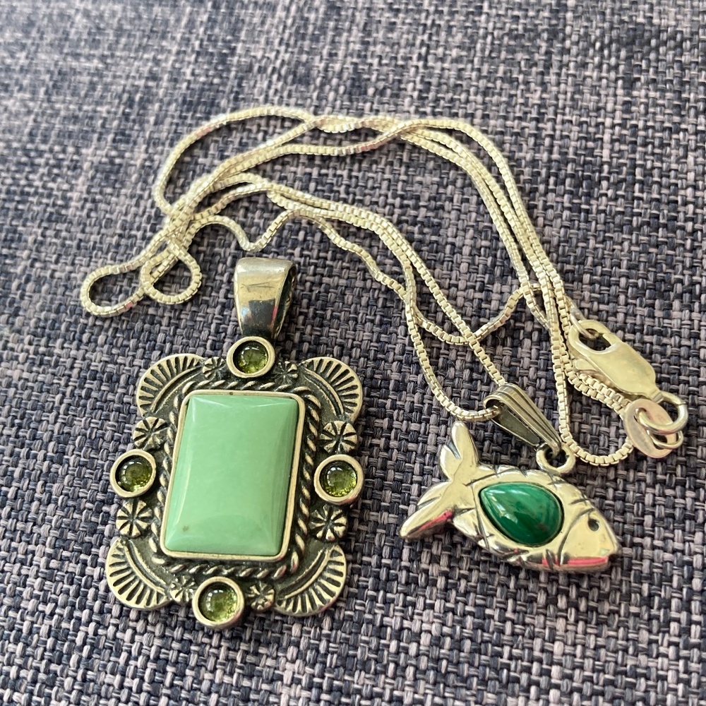 Carolyn Pollack Turquoise Fish and Turquoise Peridot Sterling Bundle